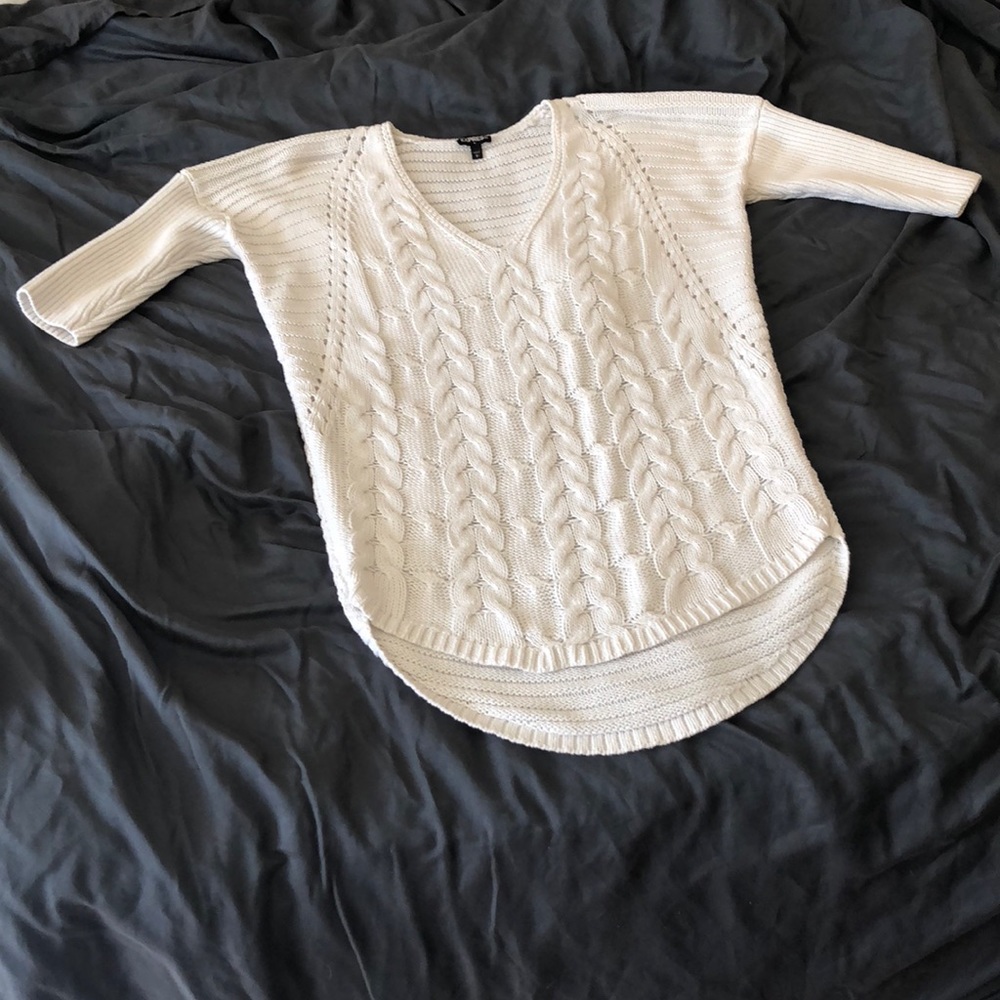 White knitted sweater
